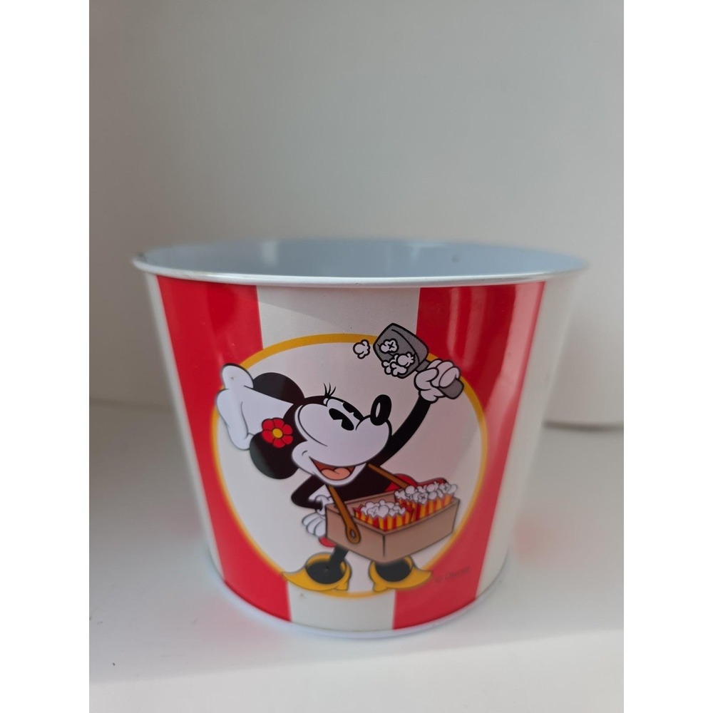 Vintage Disney Metal Popcorn Bowls Set of 3 Mickey Minnie Donald Goofy Striped - Picture 2 of 13